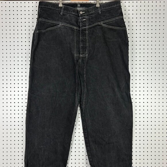 Girbaud Black Baggy 90s Jeans 44x34 Cargo Stash Skate Punk Wide Leg Grunge READ - Picture 2 of 8